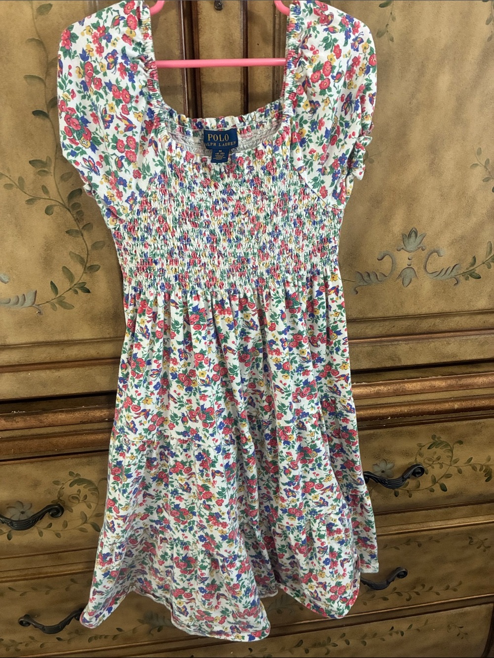 Polo by Ralph Lauren White Floral Smocked Girls' Dress